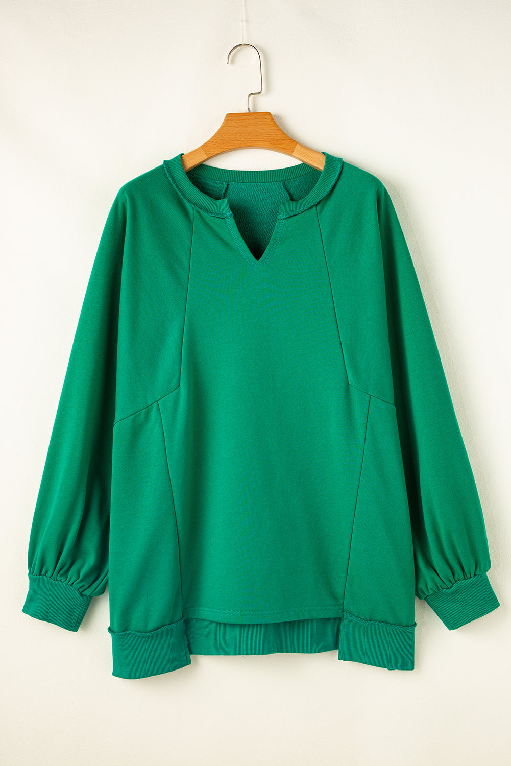 Women's Sweatshirt with Plus Notched Dropped-Shoulder