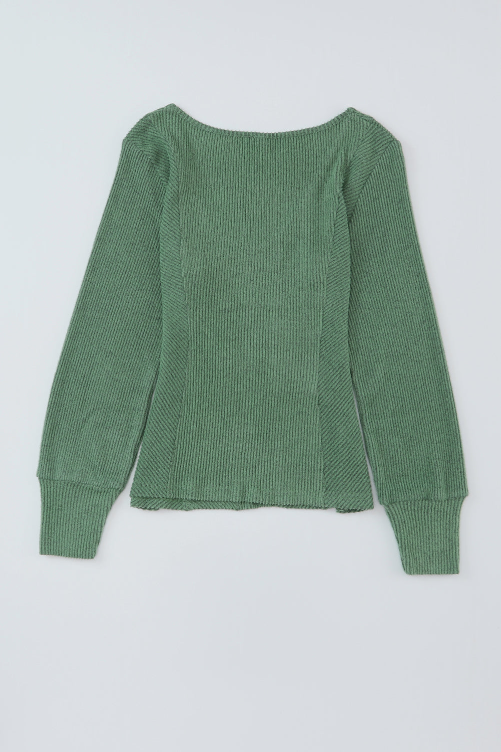 Top for Women U Neck Textured Long-Sleeve