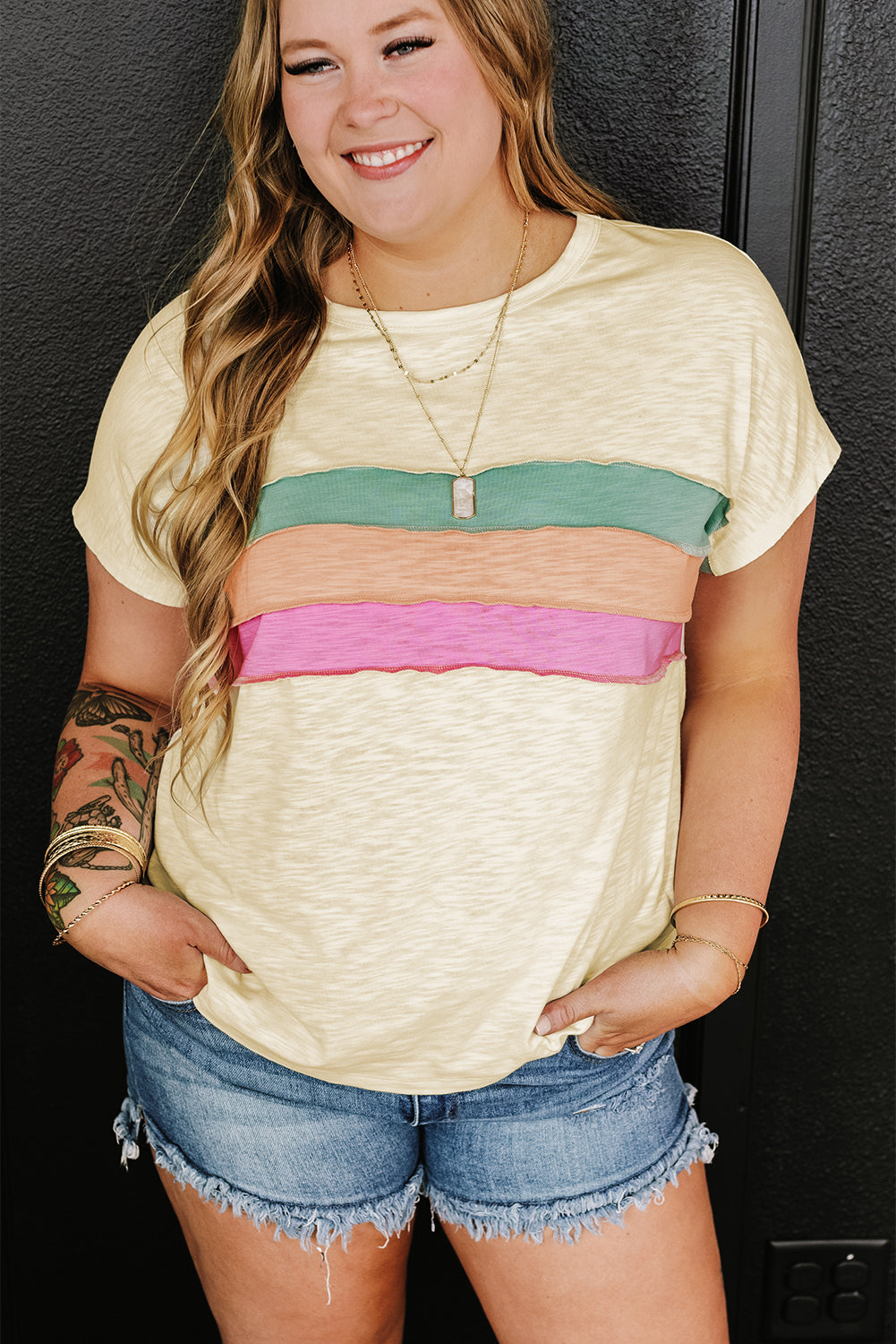 Women's Patchwork Plus Size T Shirt