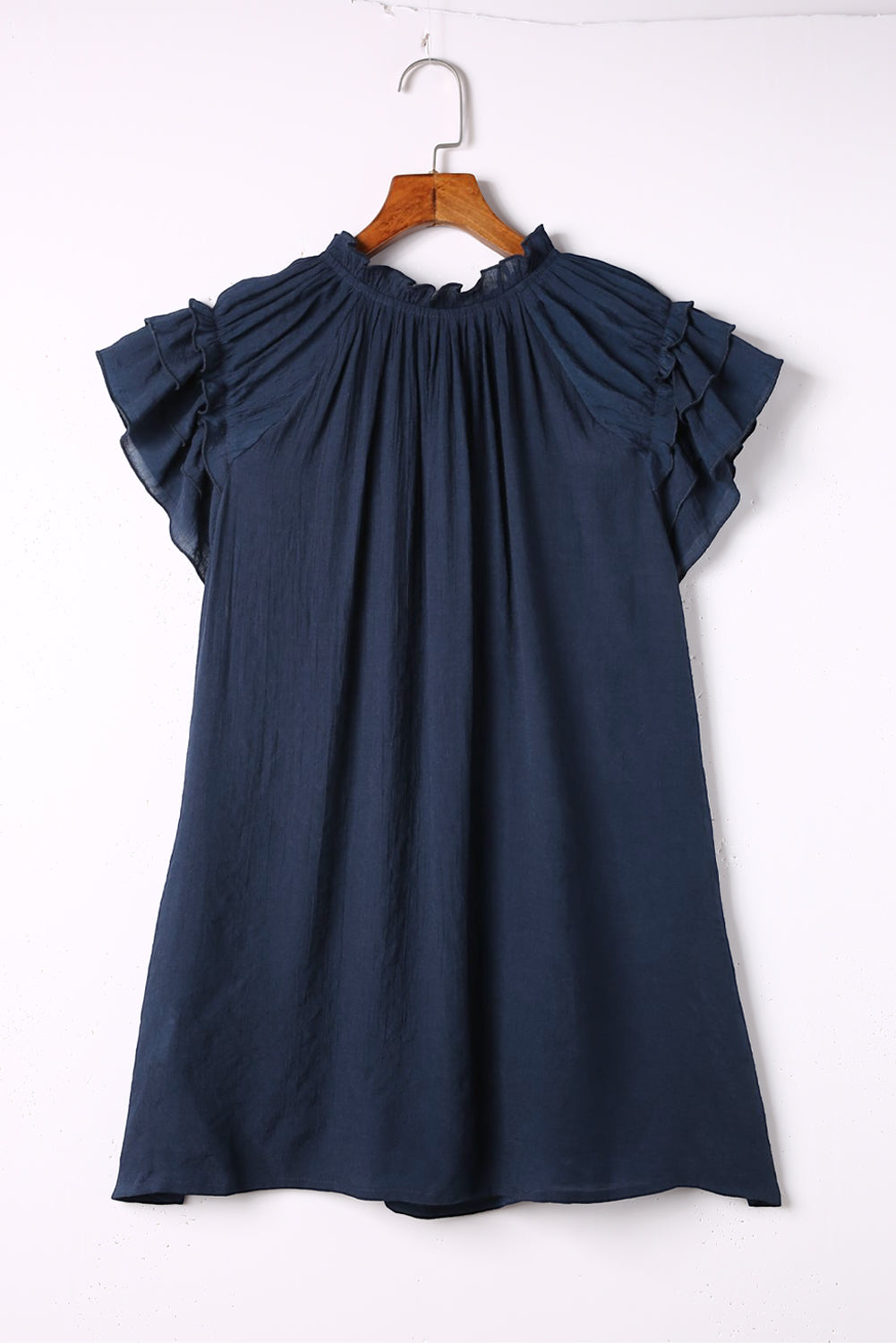 Blouse for Women Ruffle-Trimmed Sleeve Drawcord Plus Size