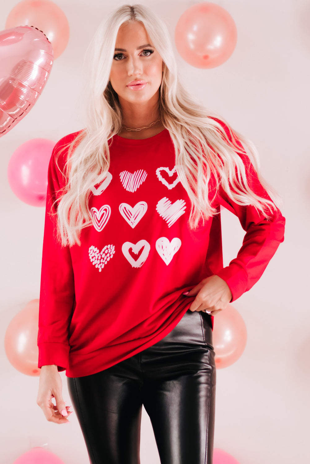 Sweatshirt for Women Hearts Crew Neck Women