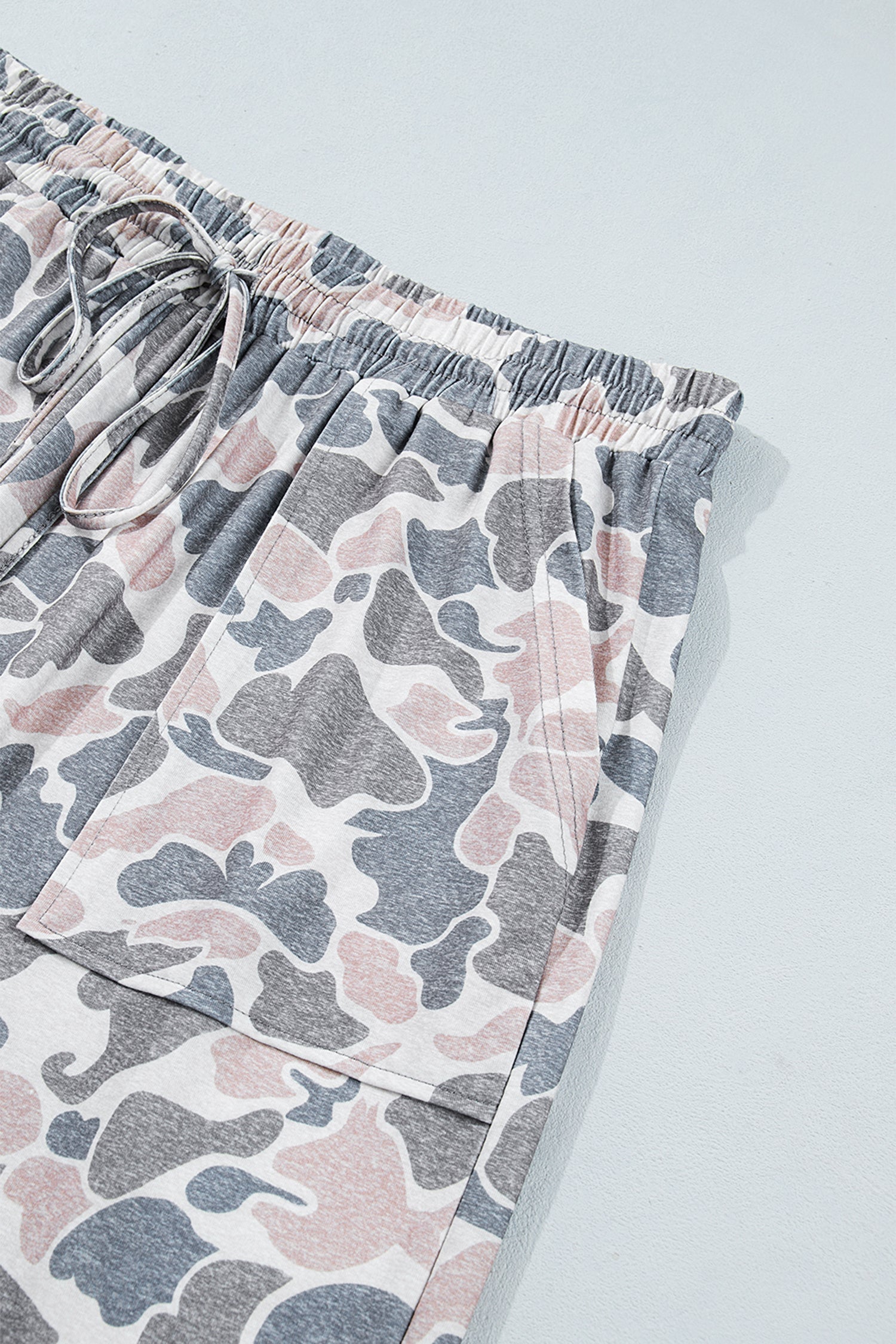Ankle-Length Camouflage Print Plus Size Pants in Khaki