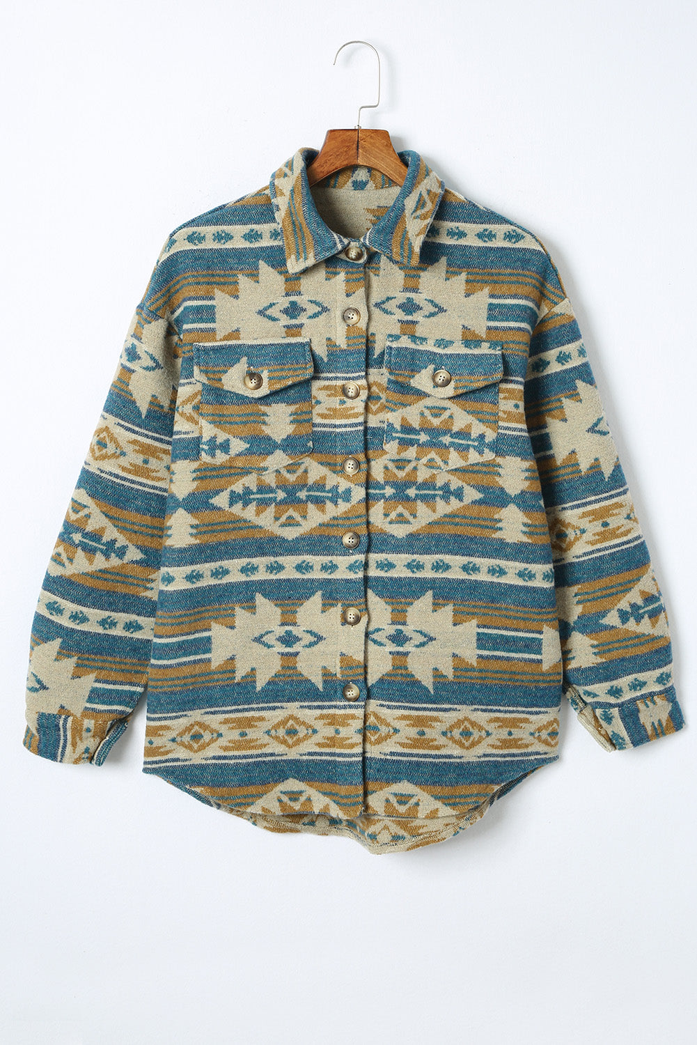 Women's Aztec-Pattern Button Shacket