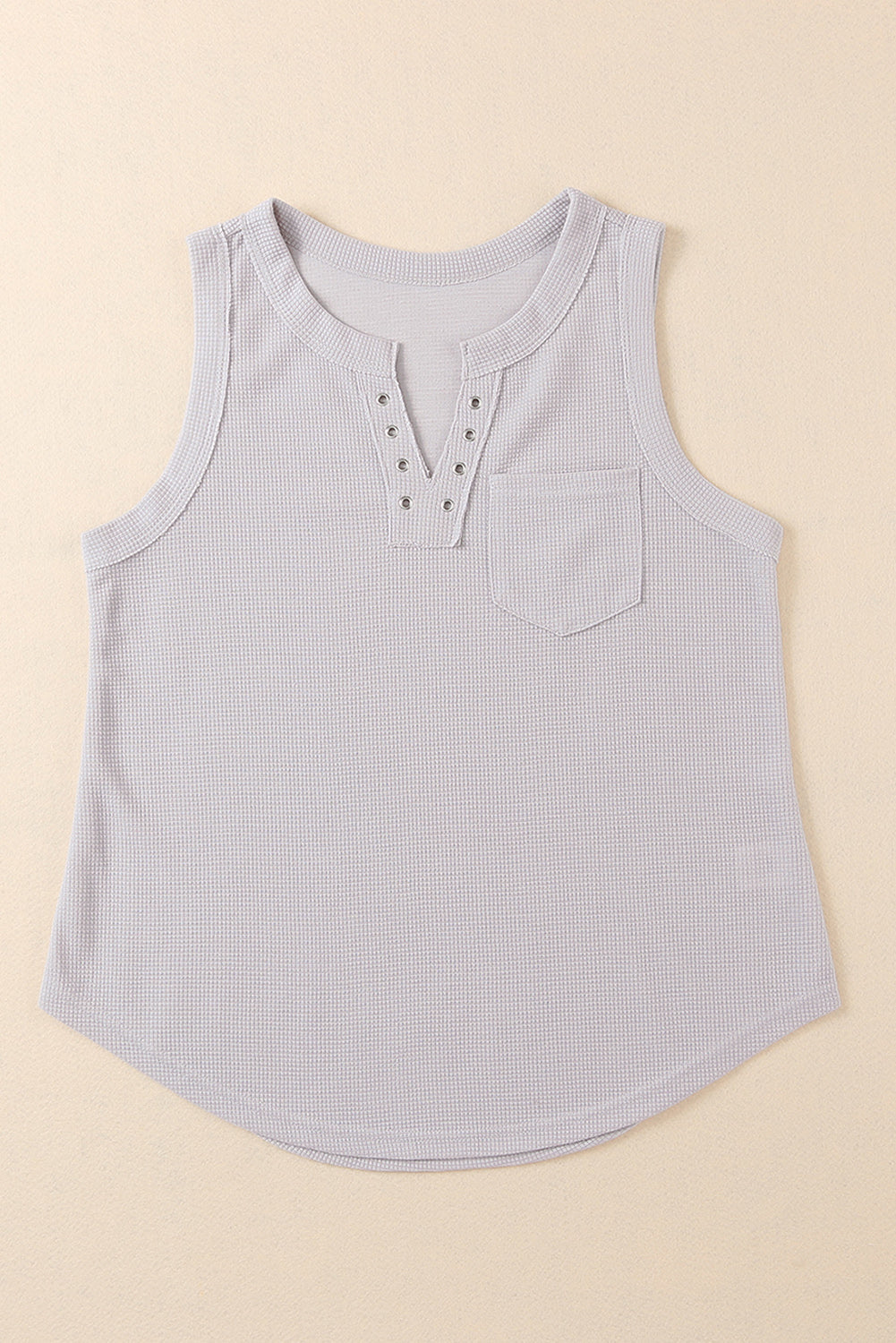 Women's Tank Featuring Thermal Knitted Notched Eyelet