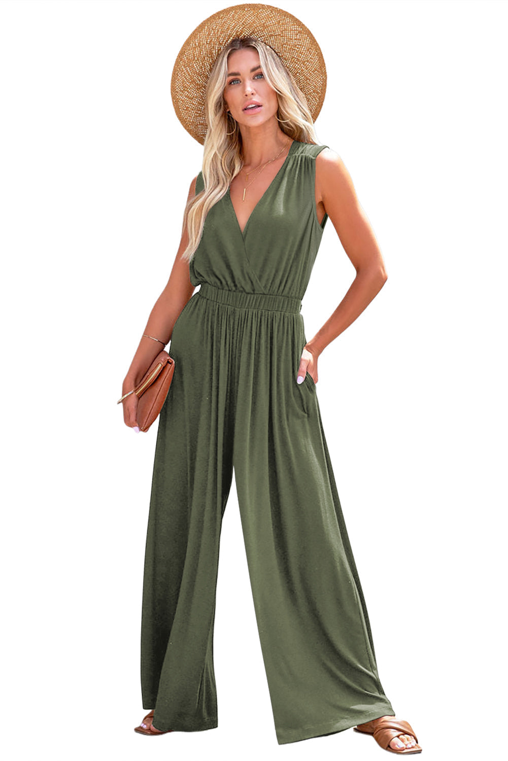 Jumpsuit for Women Crisscross Wide-Leg Open-Back
