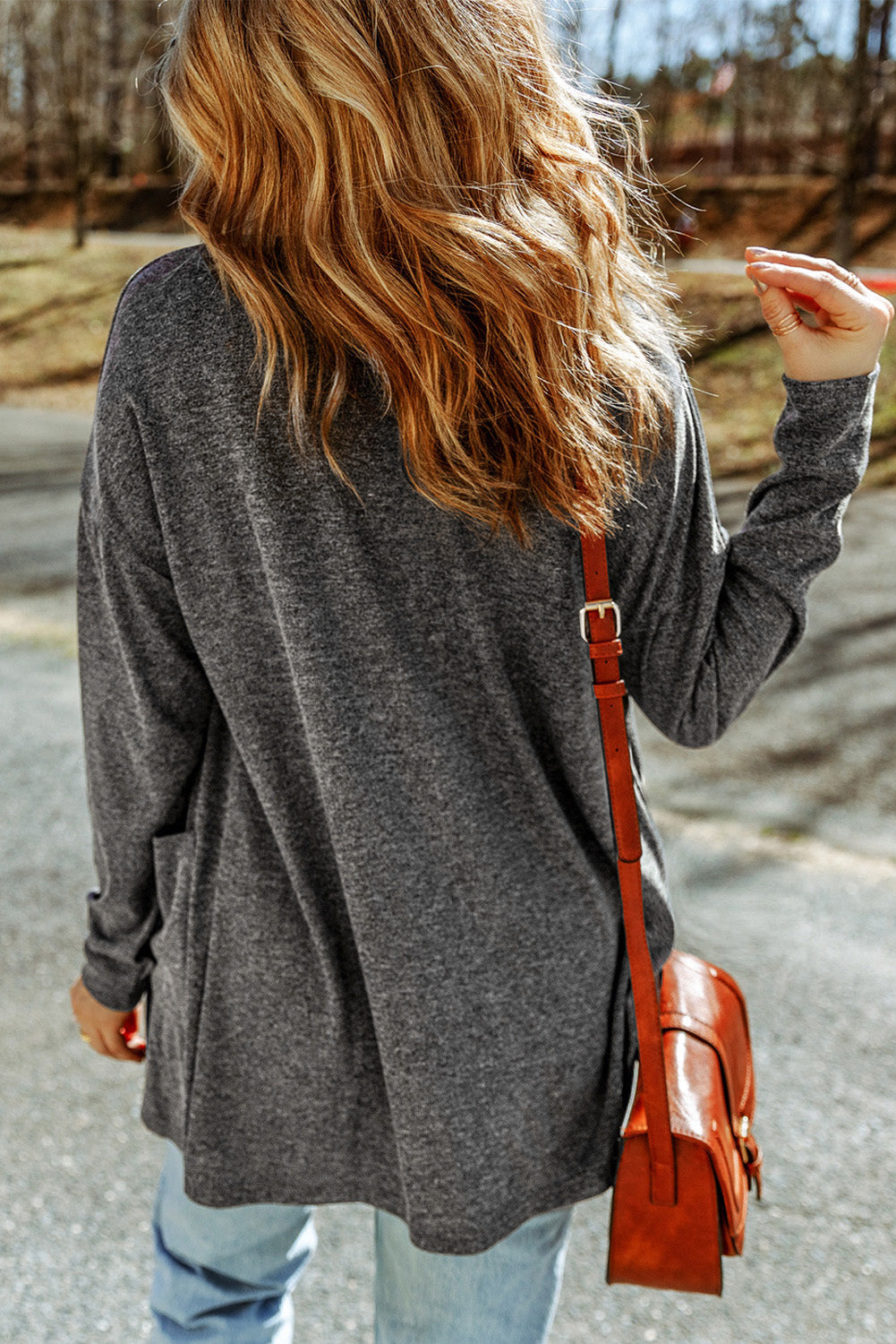 Women's Pocket-Detail Button Heather Knitted Cardigan