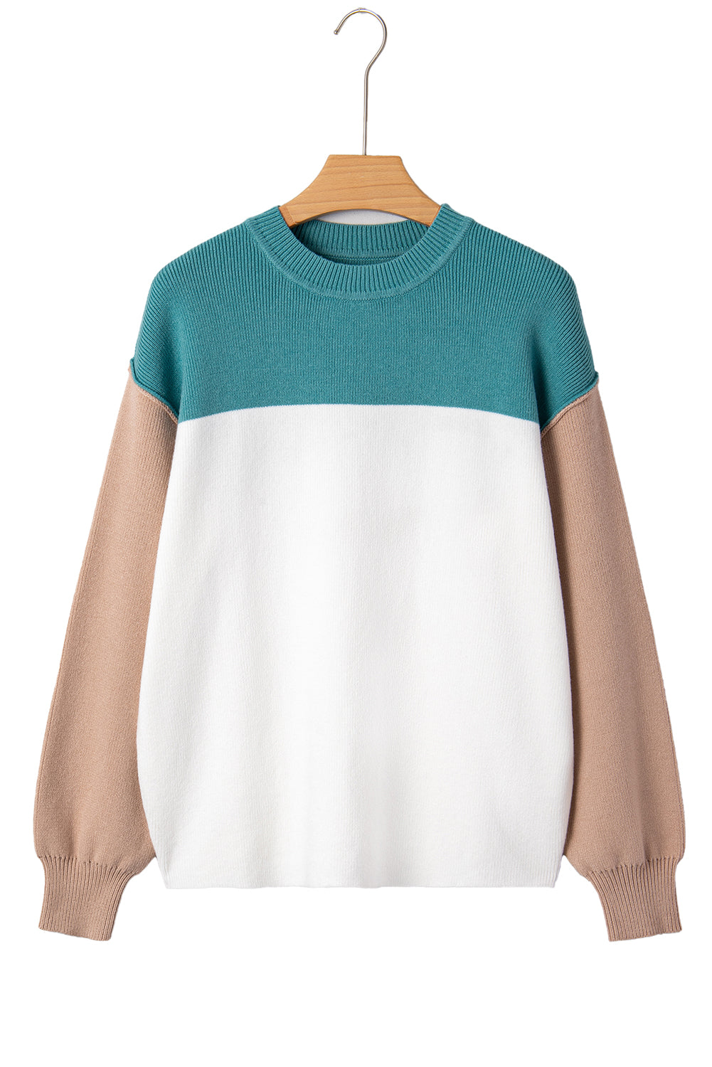 Plain Rib-Knit Colorblock Rib-Knit Knit Baggy Knit Top