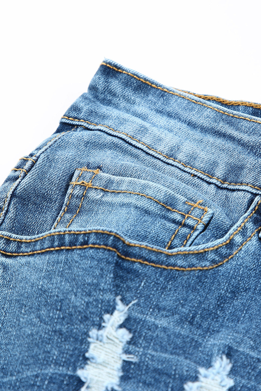 Women's Jeans with Button-Front Pockets Distressed