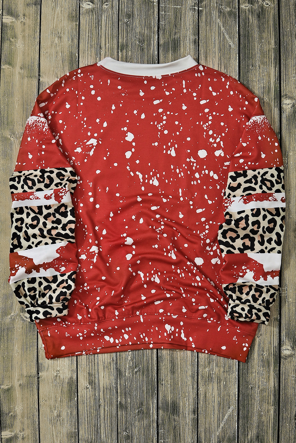 Women's Top with Tie-Dye Leopard-Print Long-Sleeve