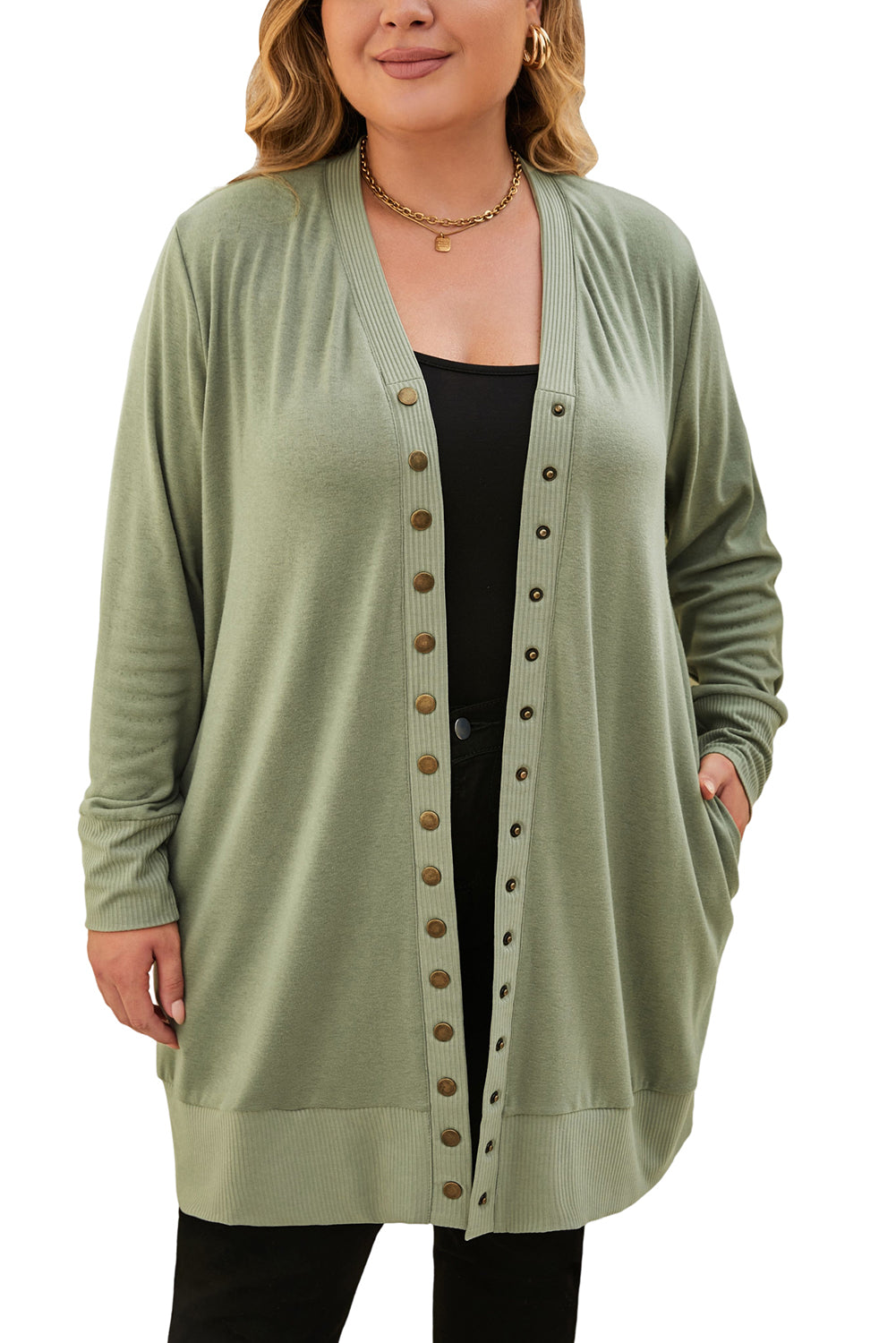 Knit Cardigan for Women Snap Plus Size
