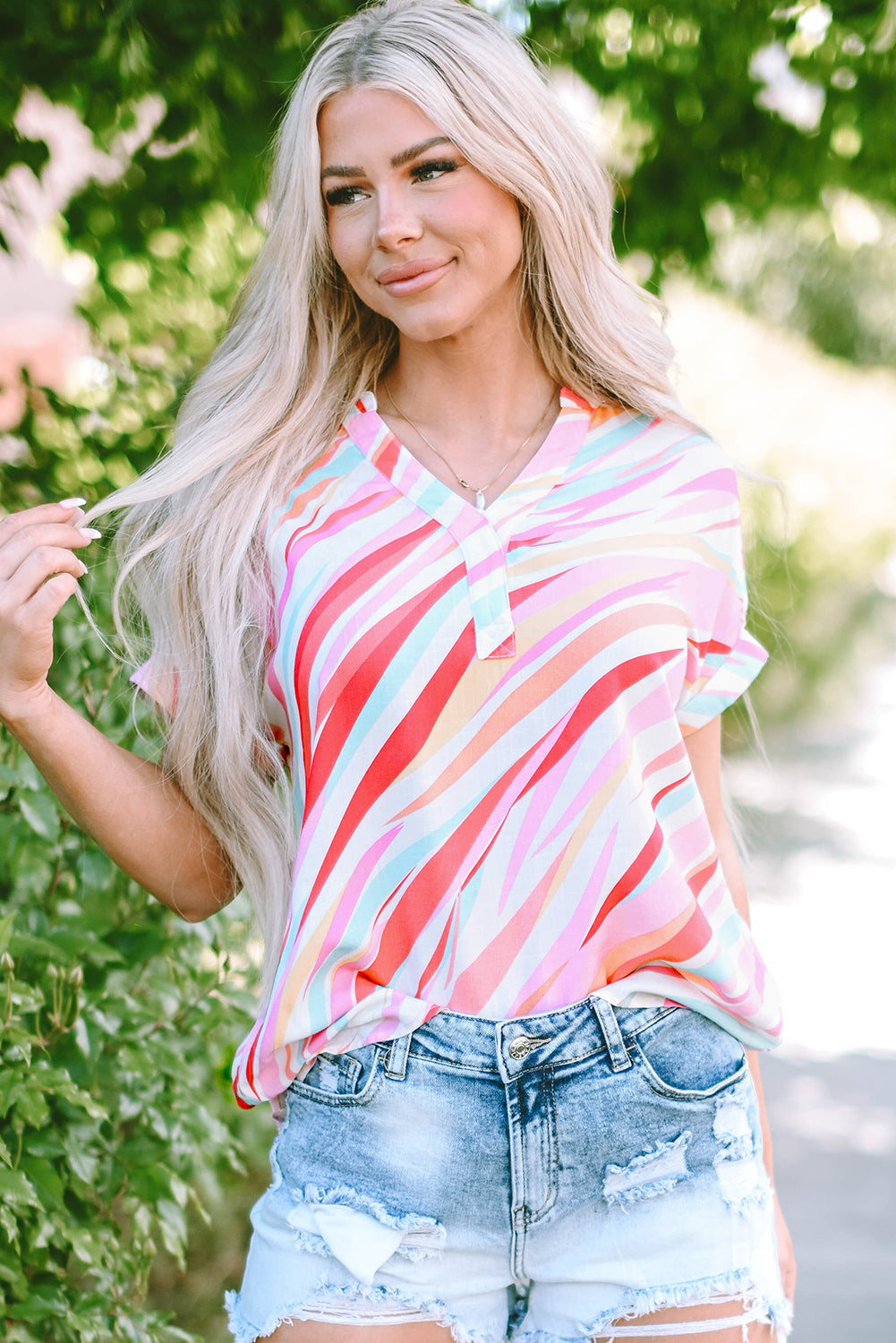 Women's Short-Sleeve High Low Blouse