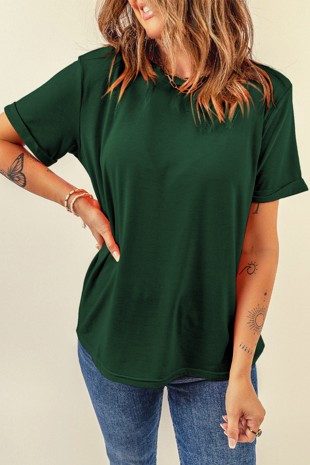 Tee for Women Everyday Plain Crew Neck Everyday Style