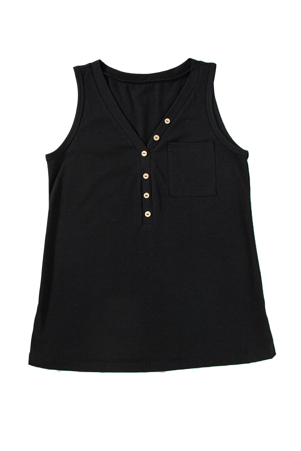 Women's Tank Top Featuring Patched Pocket Half Button