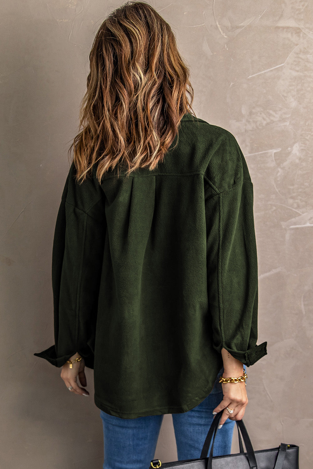 Shirt Jacket for Women Collar Button-Front