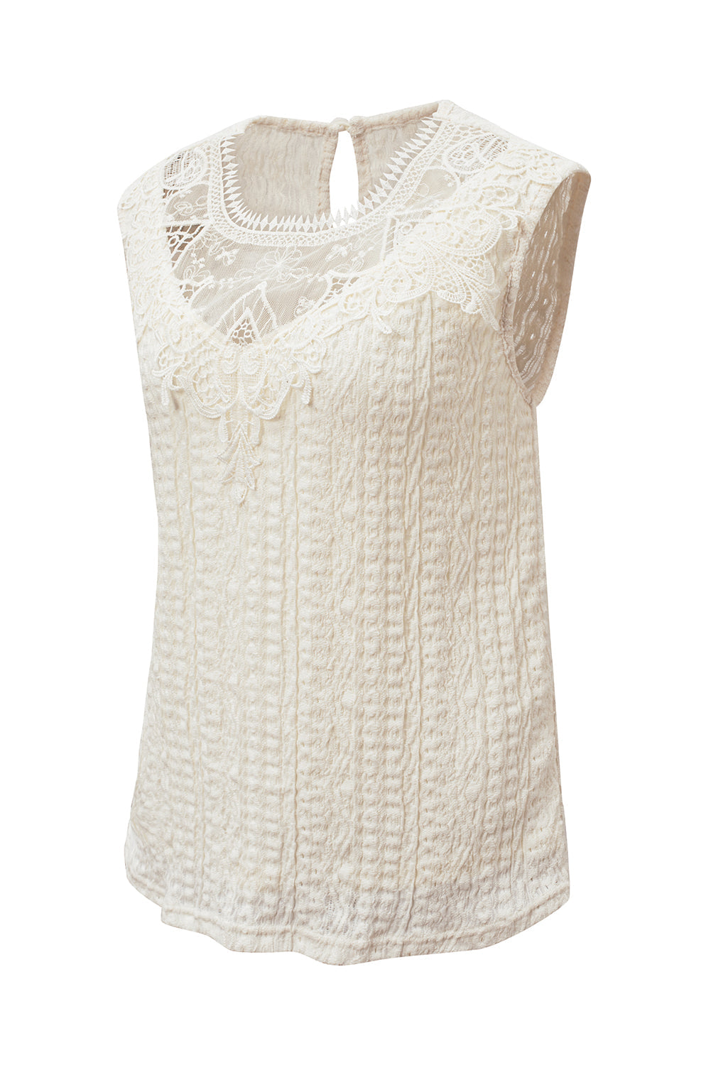 Women's Tank Top with Guipure Lace-Trimmed Crochet