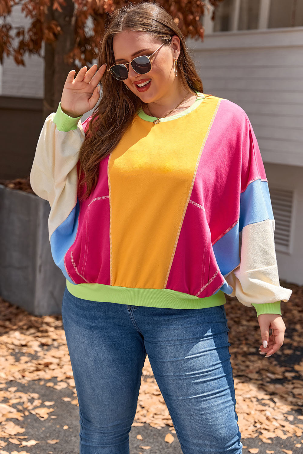 Women's Plus Size Exposed Seam Sweatshirt