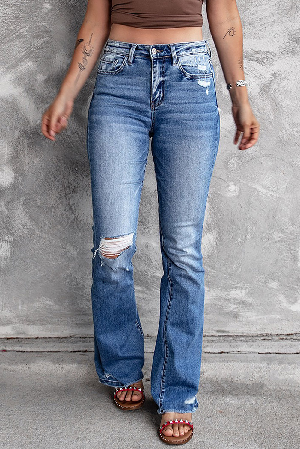 Women's Distressed Flare Jeans