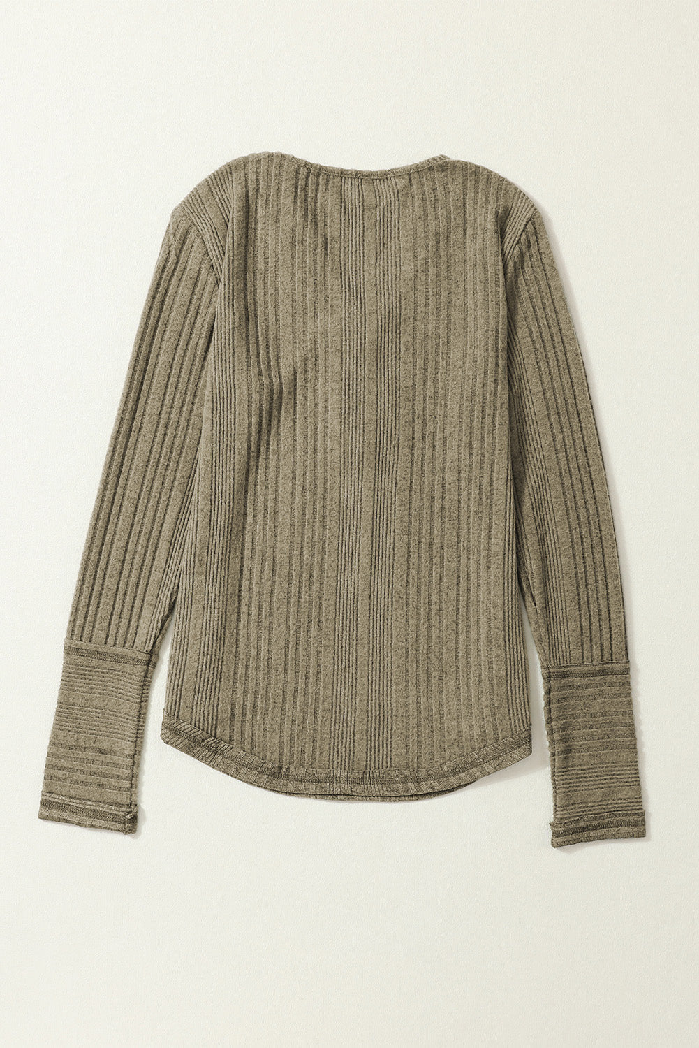Women's Rib-Knitted V Neck Button-Front Knit Top