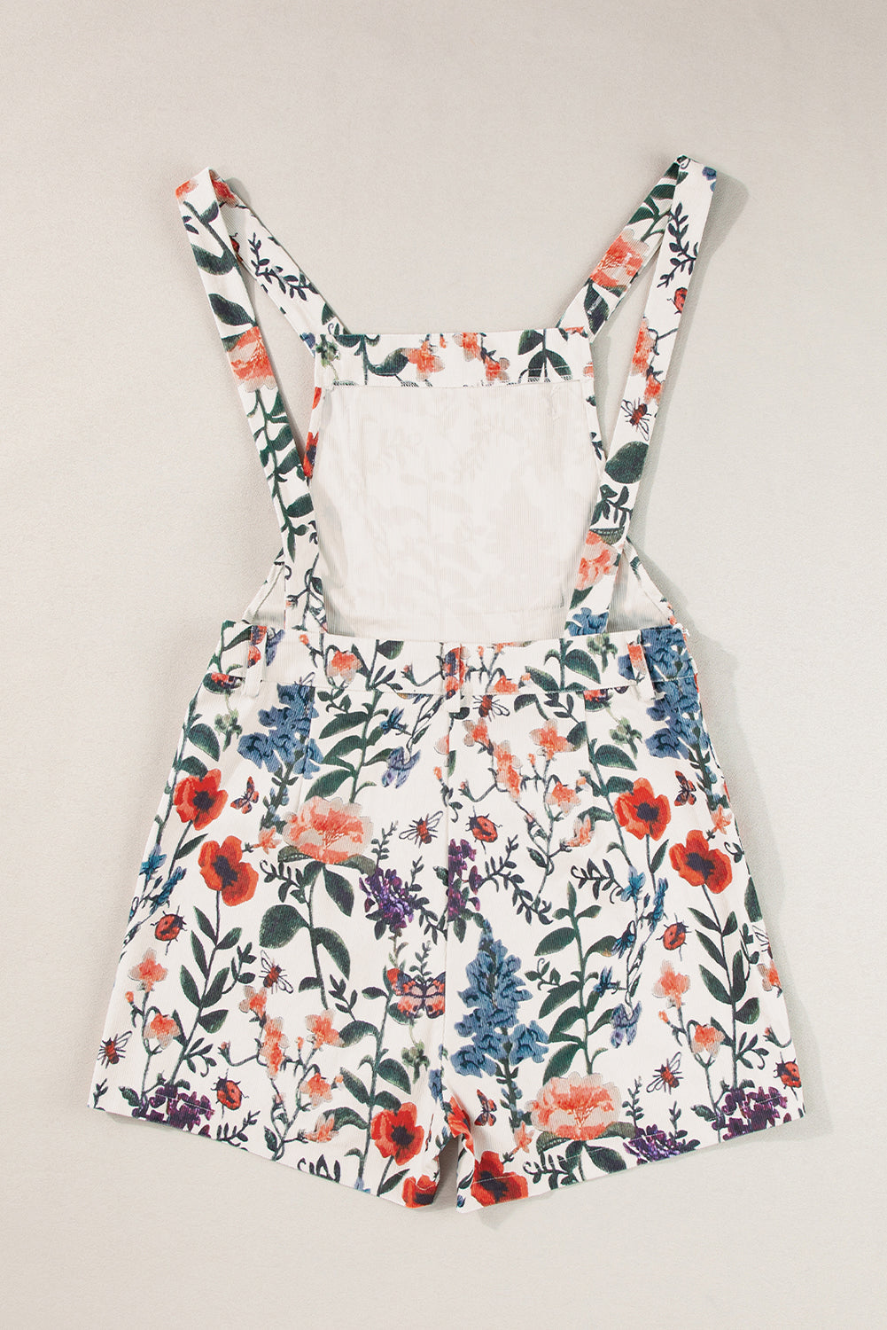 Women's Romper with Floral-Print Print Bib Open-Back