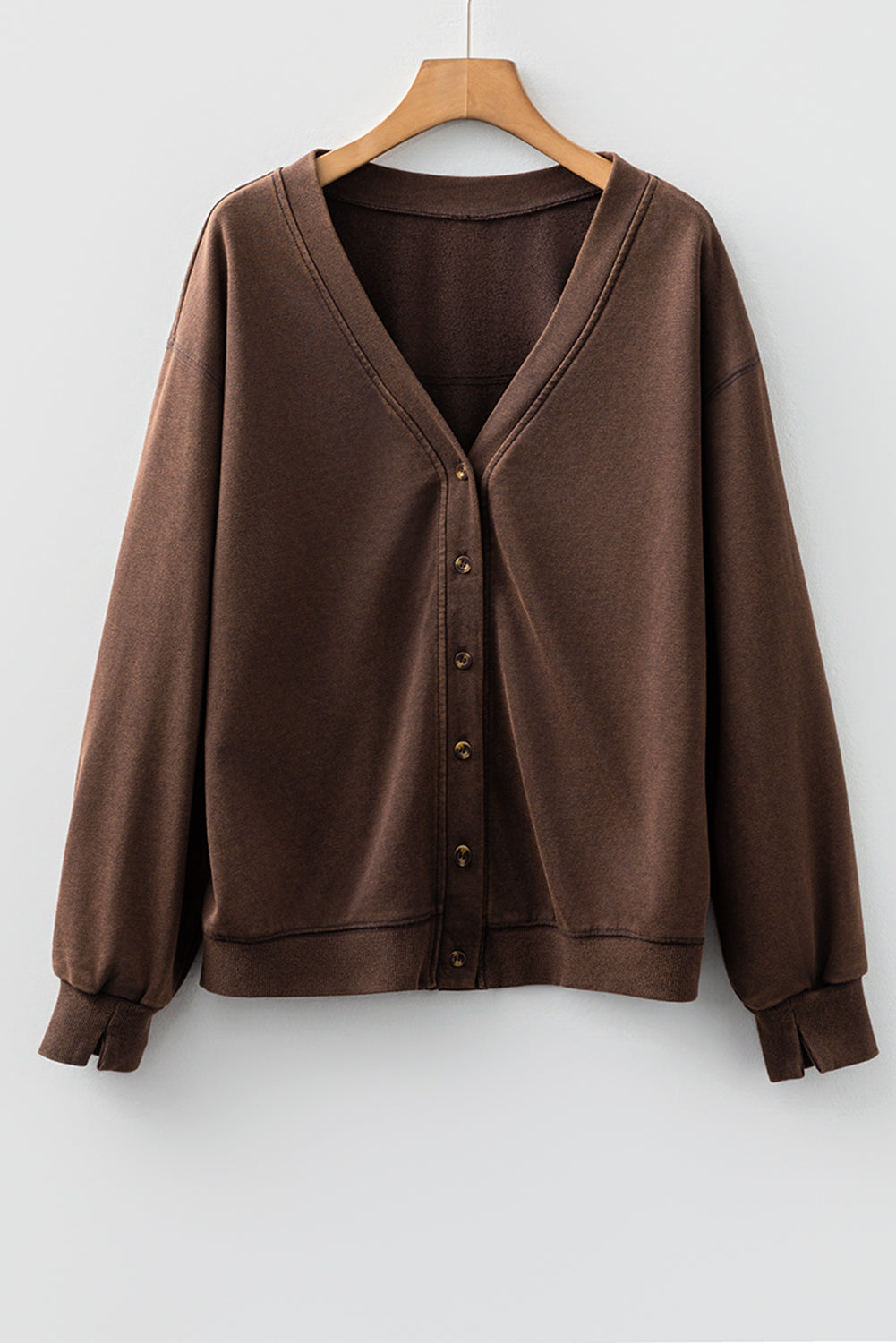 Button Front V-Neck Everyday Cardigan