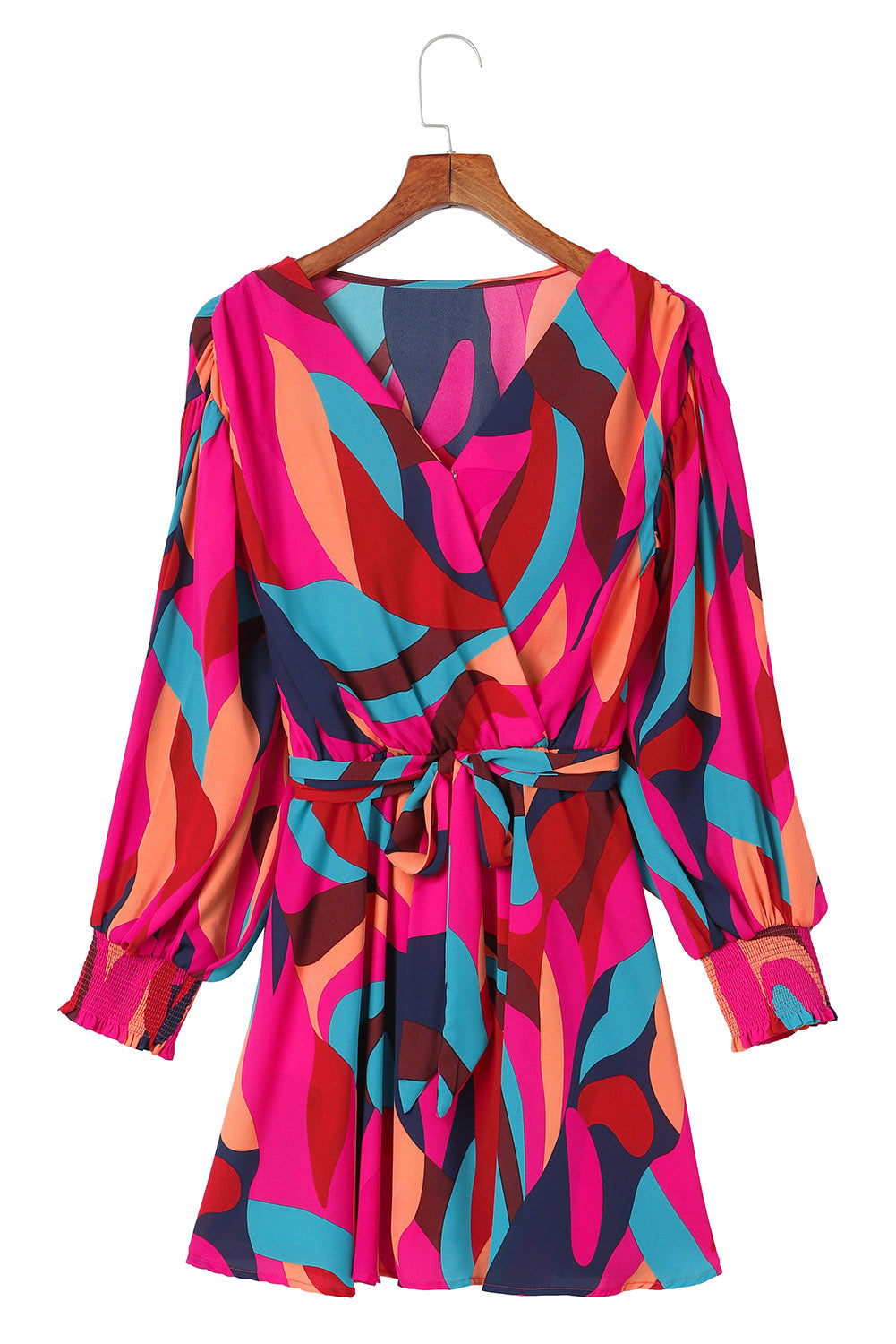 Women's Sleeve Belted Balloon Mini Dress