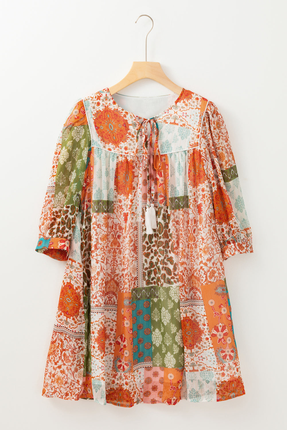 Boho Paisley Mixed Print Chiffon Loose Dress