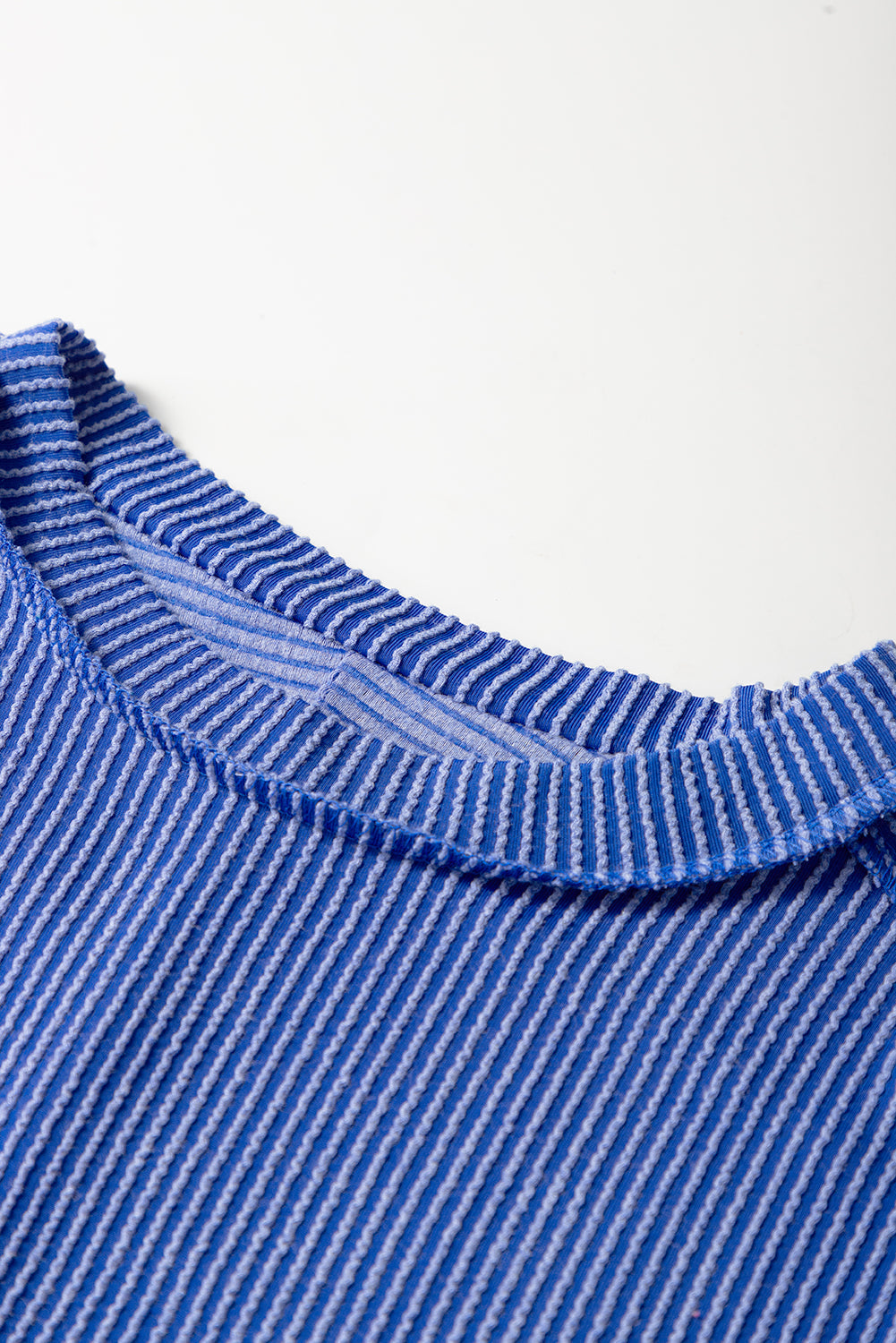 Textured Knit Exposed Stitching T-shirt