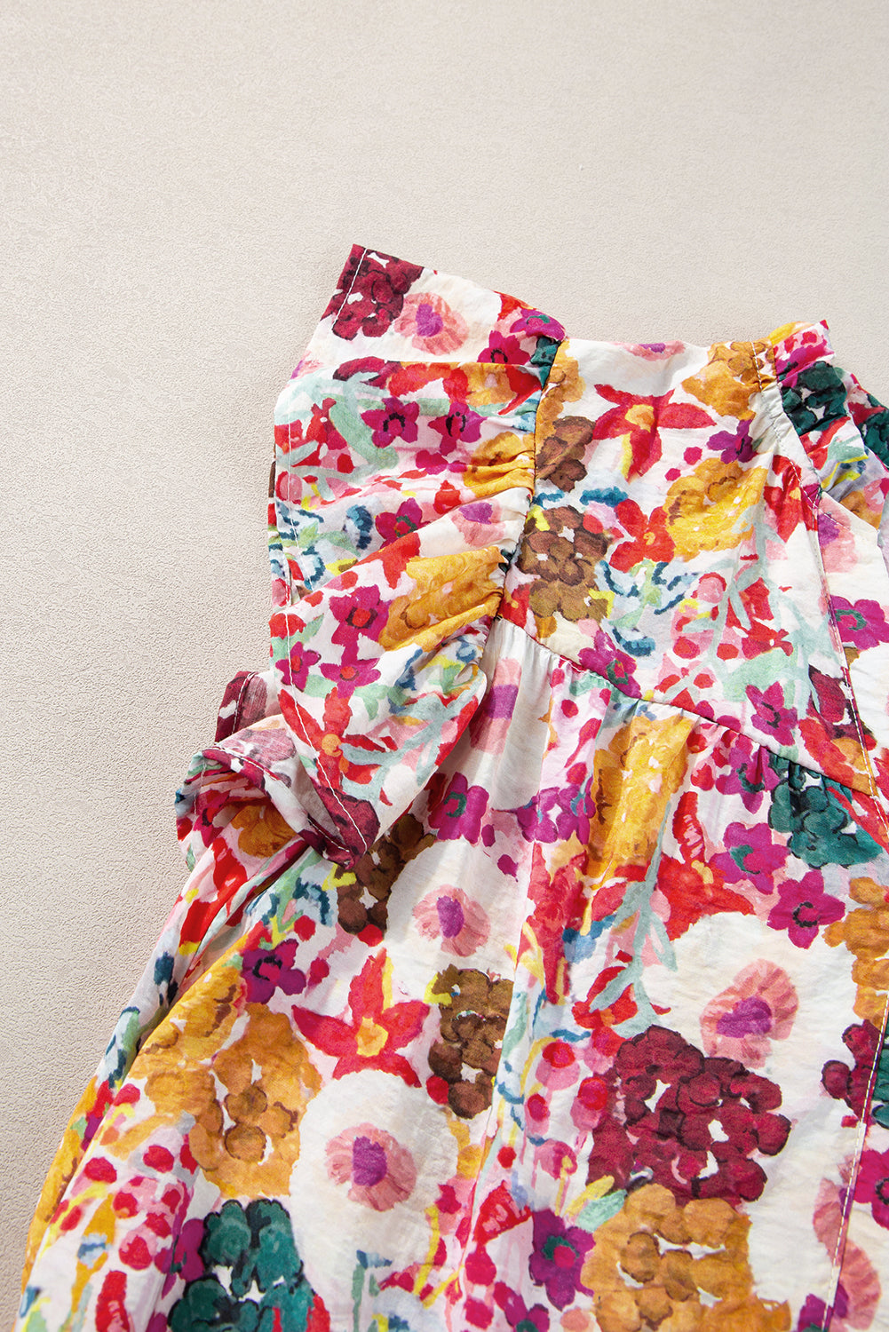 Women's Dresses Featuring Split Neck Flutter Floral-Print Print
