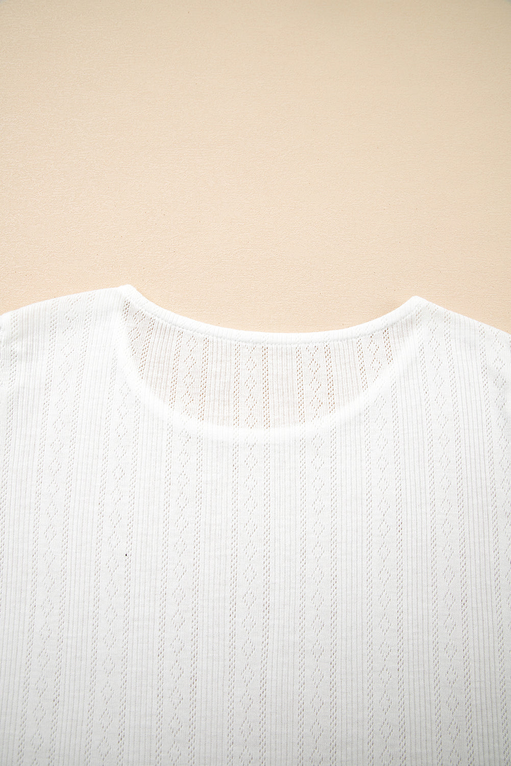 Scalloped Lace Trim Jacquard Textured T Shirt