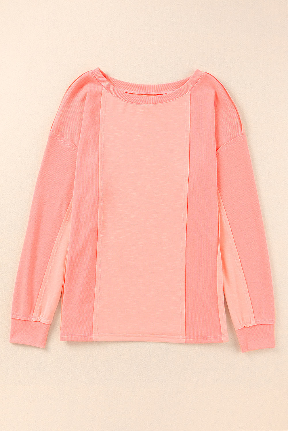 Women's Top Featuring Long-Sleeve Solid Patchwork