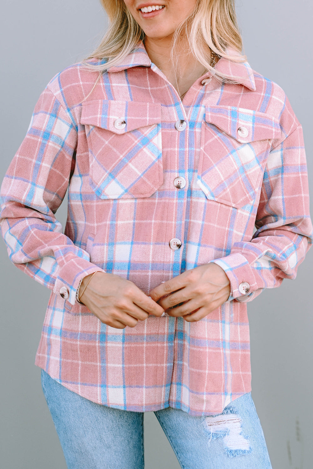 Women's Plaid Flap Pocket Flannel Shacket