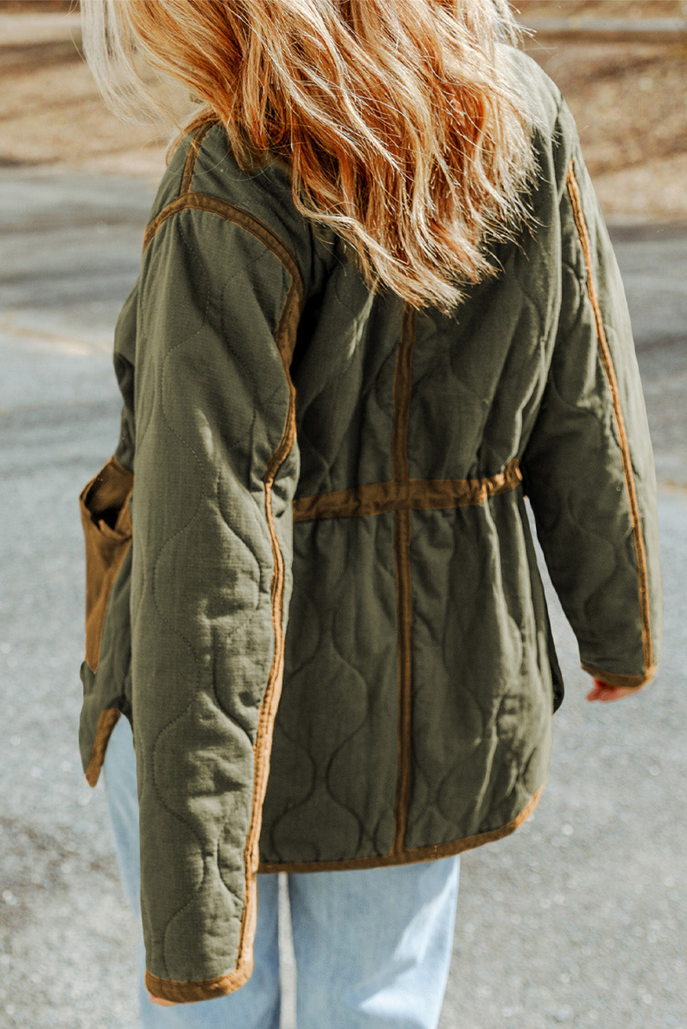Women's Jacket Featuring Stitching Quilted Drawcord