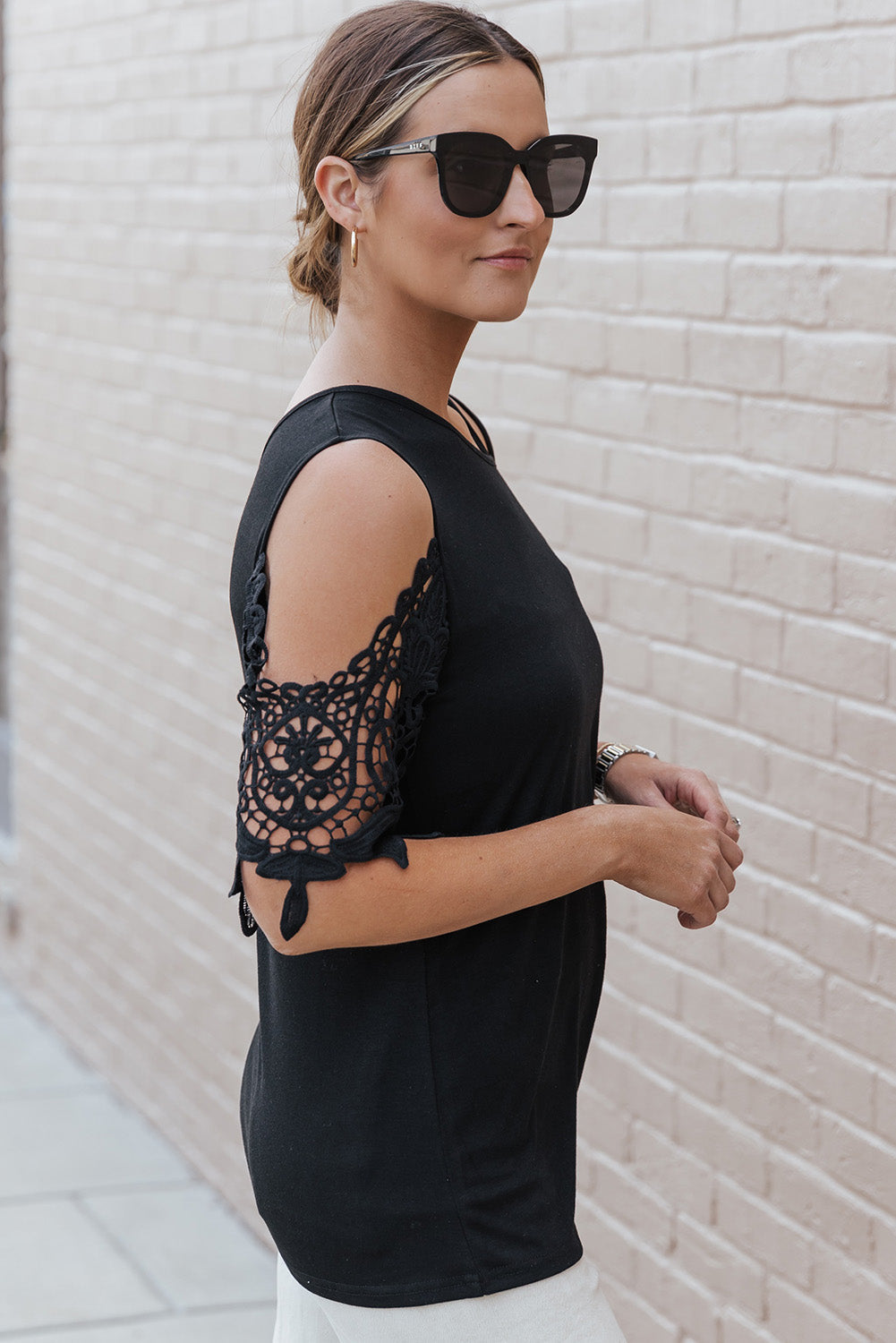 Women's Top with Strappy Cold Shoulder