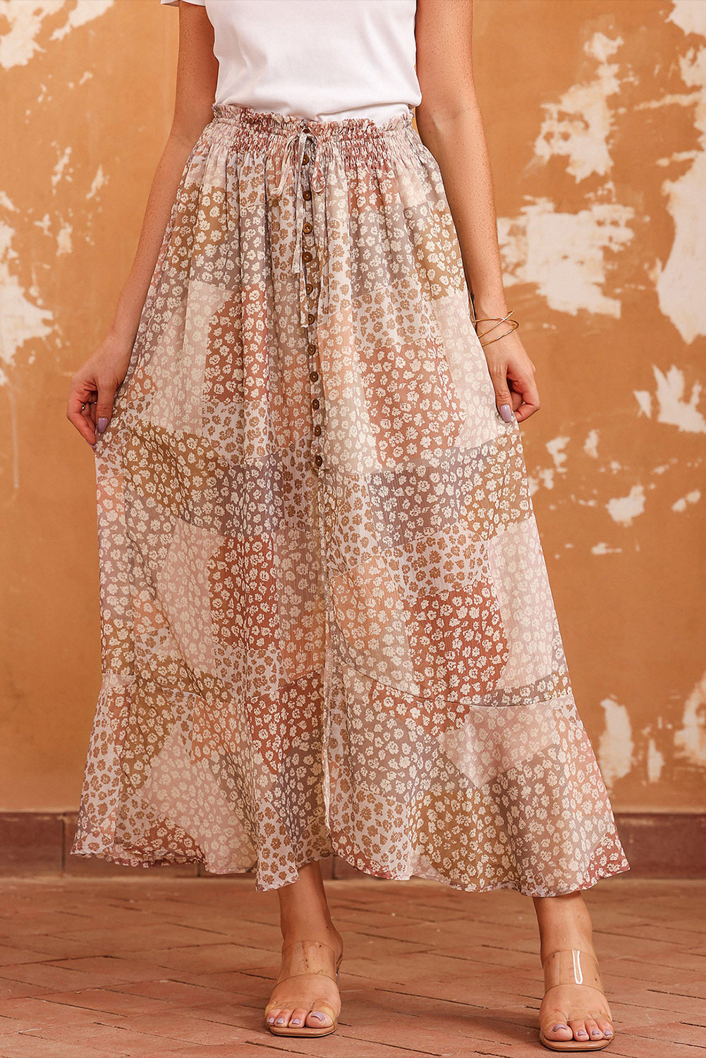 Women's Skirt with Flower Waist Slit Maxi Bohemian