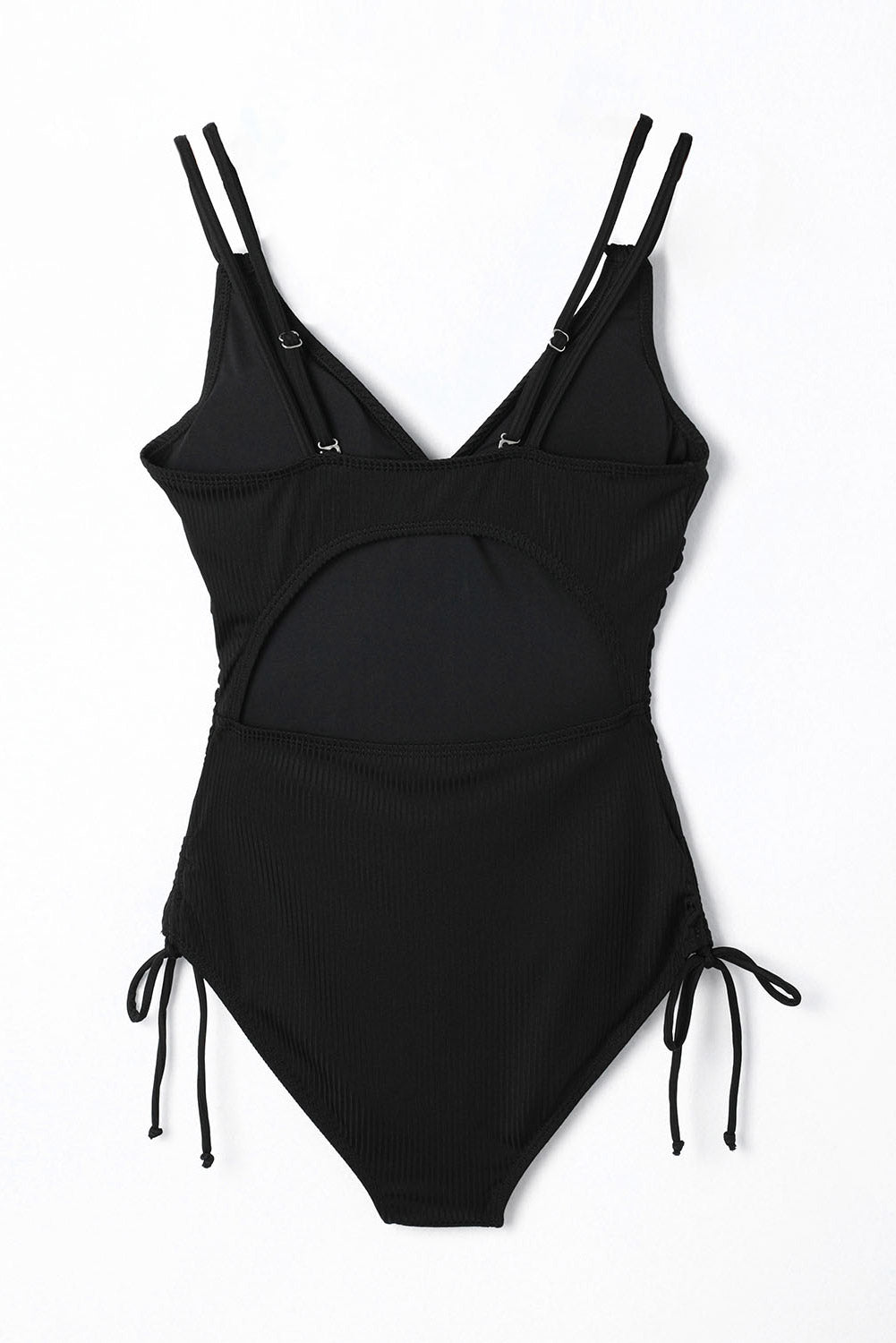 Women's Rib-Knitted Knitted One Piece Adjustable Straps Swimsuit