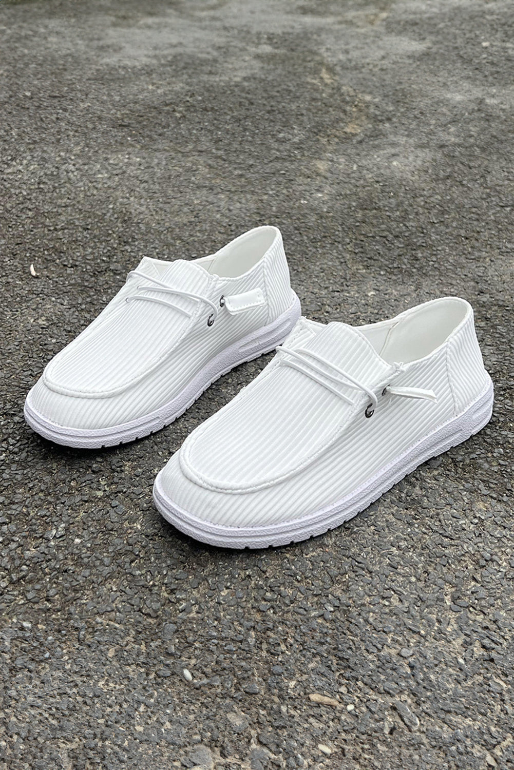 Lace-up Decor Rib-Knit Decor Slip On Shoes