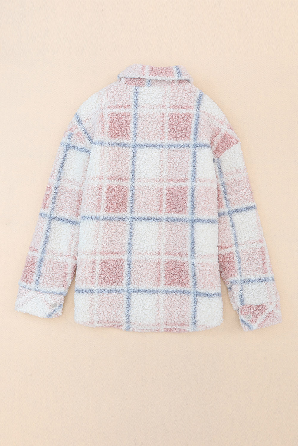 Women's Shacket with Collar Sherpa Checker Print