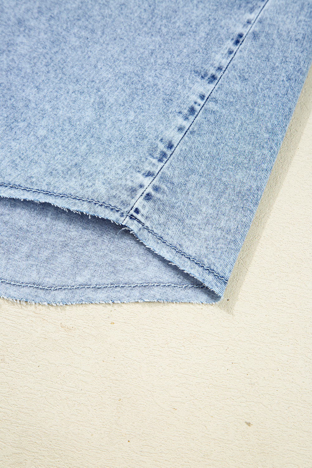 Chest Hem Pocket Raw Denim Loose Shirt Dress