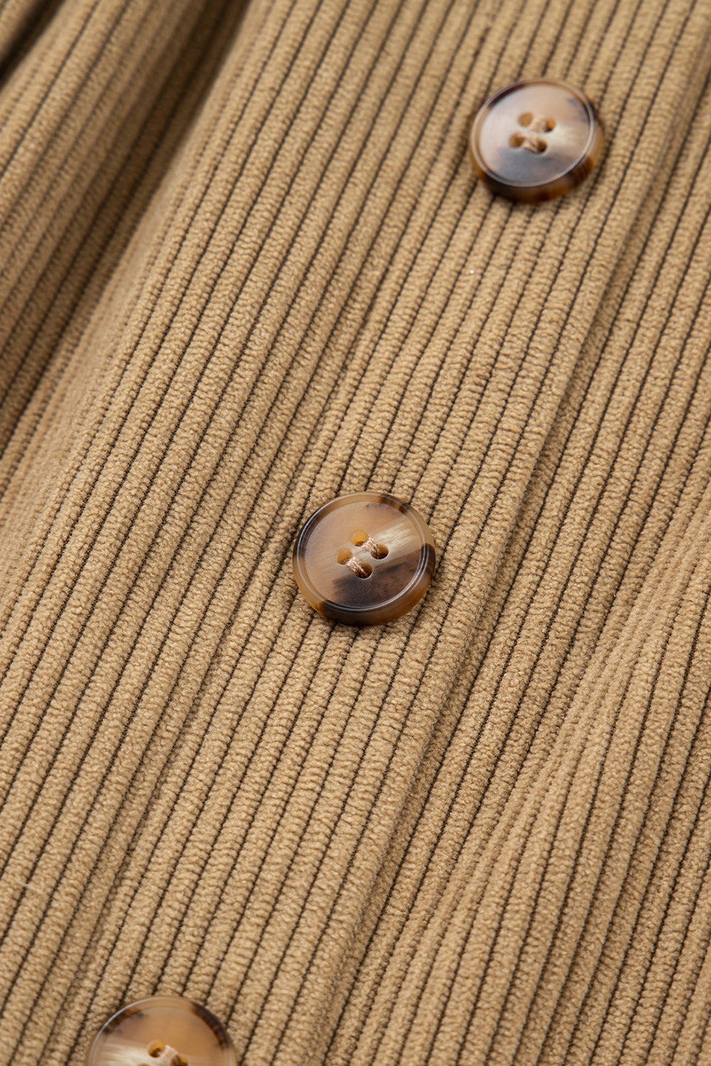 Button-Front Camel Corduroy Faux Pockets Mini Skirt
