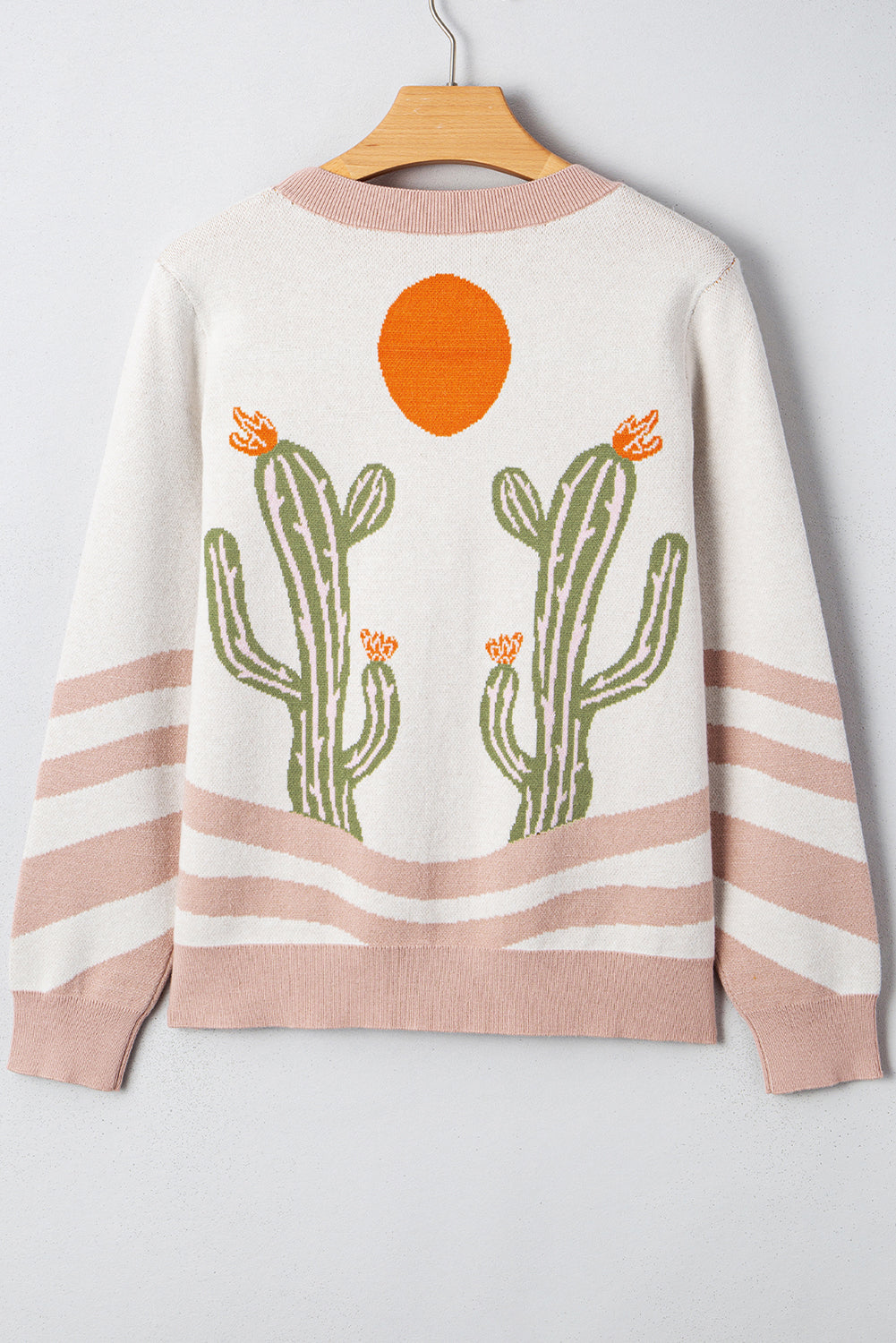 Button-Front Desert Cactus Cardigan Knit Top