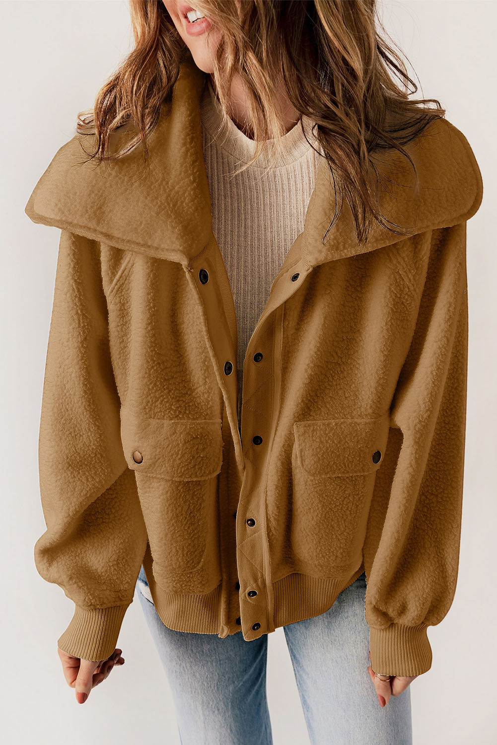 Women's Jacket with Flap Pocket Spread Fleece