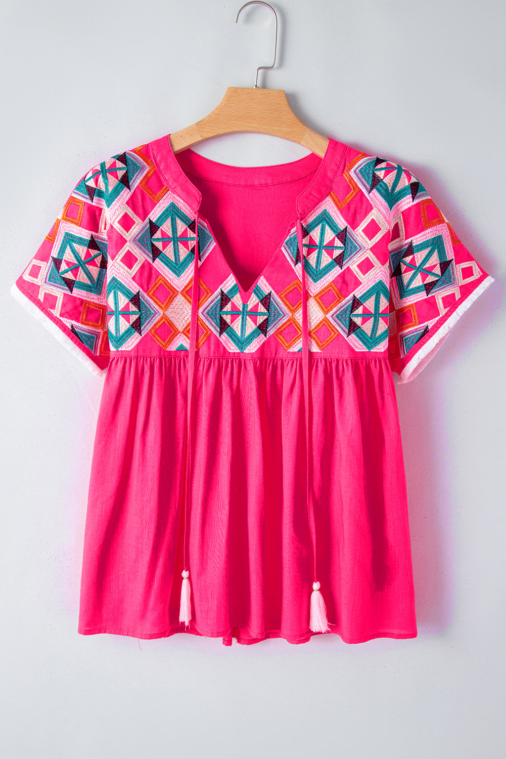 Women's Geometric Embroidered Blouse