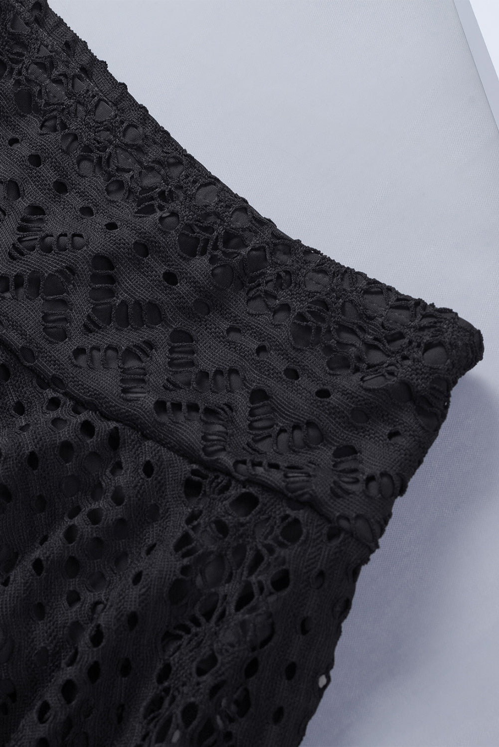 Lace Solid Crochet Skirted Bikini Bottom in Black