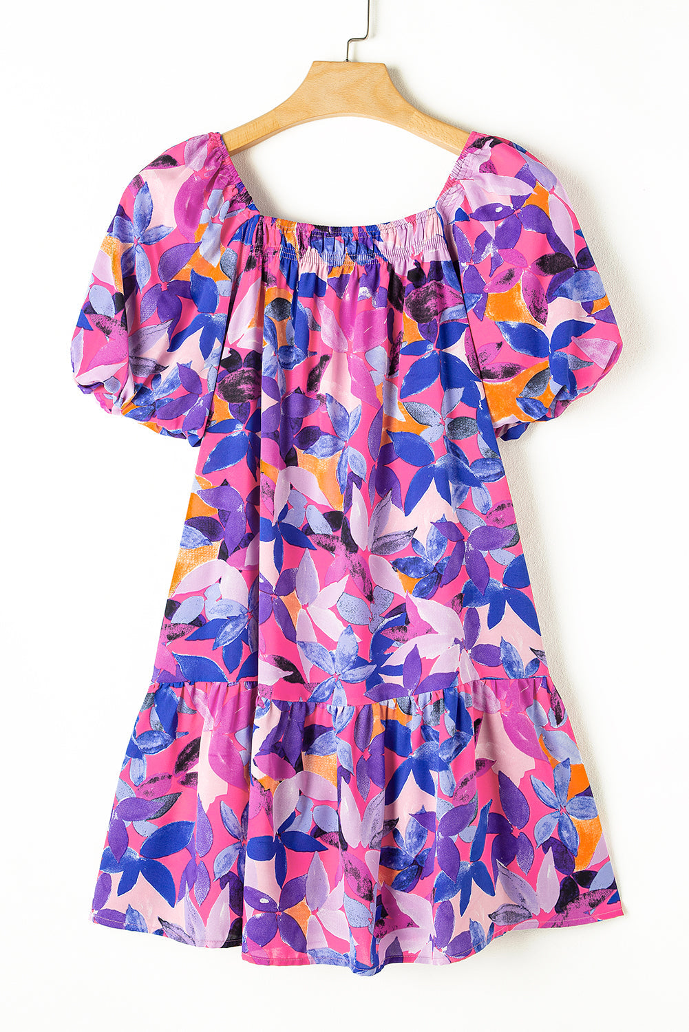 Women's Dresses with Flower Short-Sleeve Ruffle-Trimmed