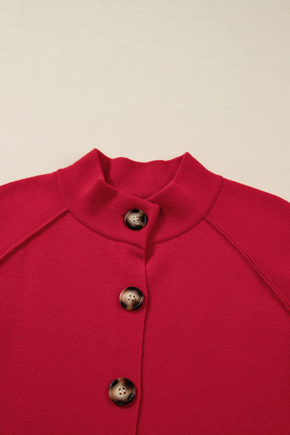 Collared Wrapped Button Front Cardigan Jacket in Fiery Red