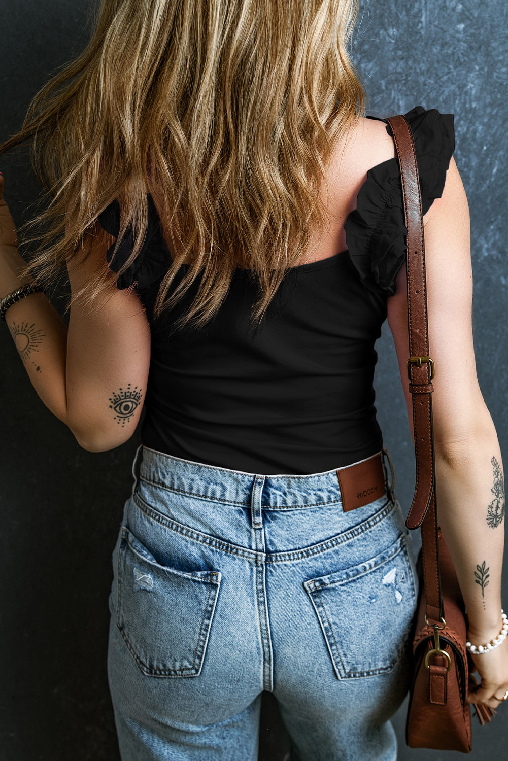 Women's Tank Top Featuring Ruffle-Trimmed Straps Slim