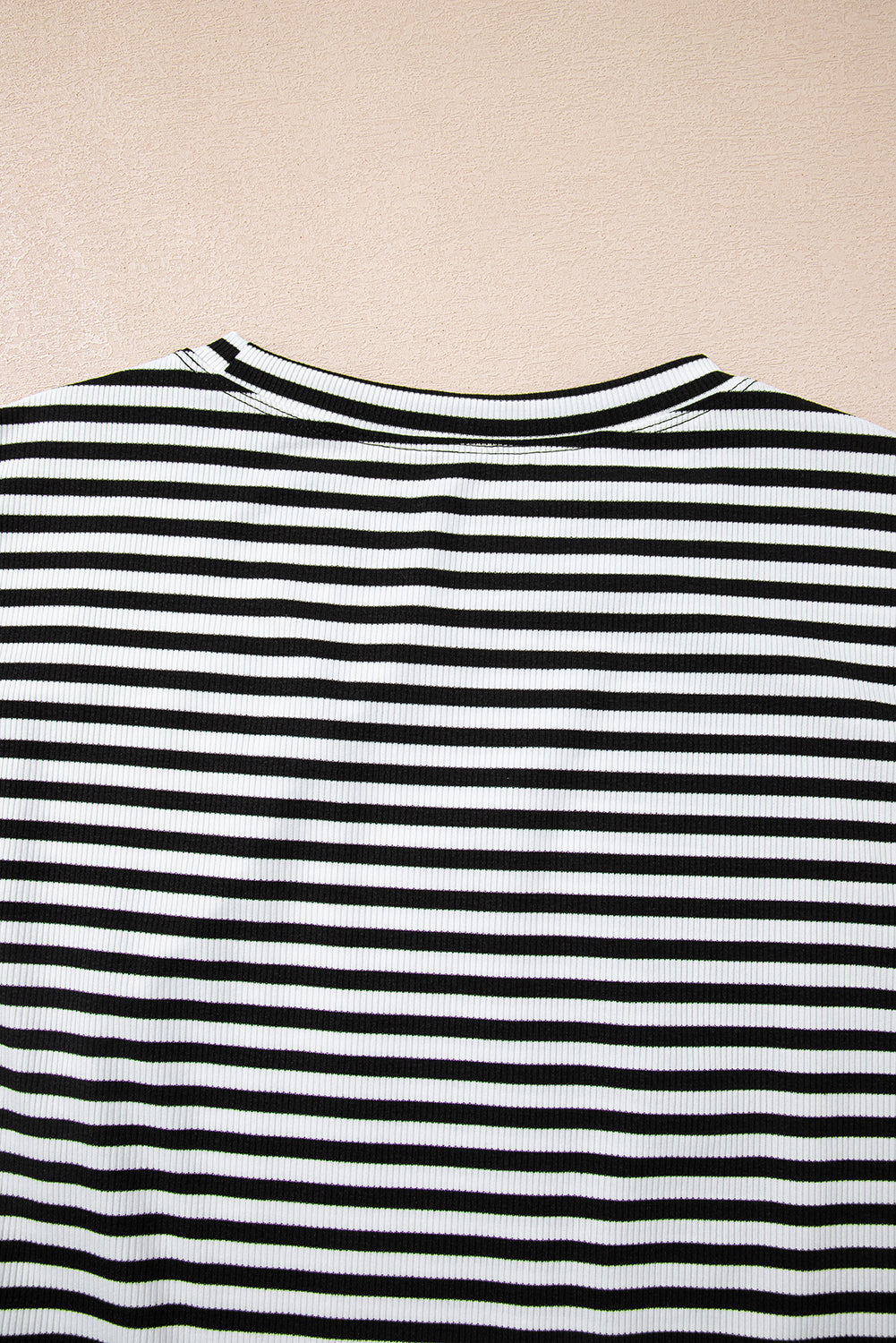 Rib-Knit Round-Neck Cap Sleeve T Shirt