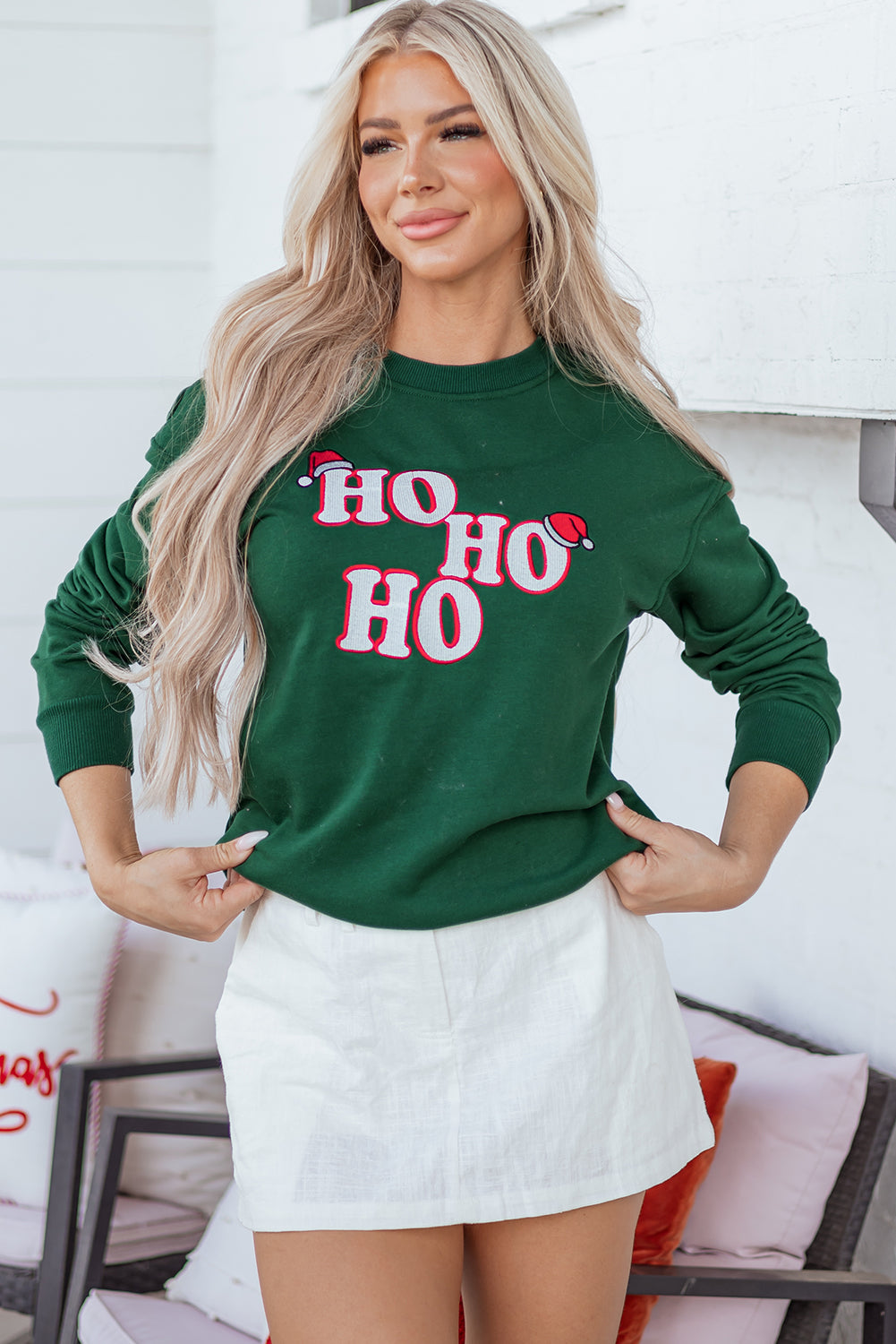 Embroidered Christmas Letter Graphic Fashion Sweatshirt