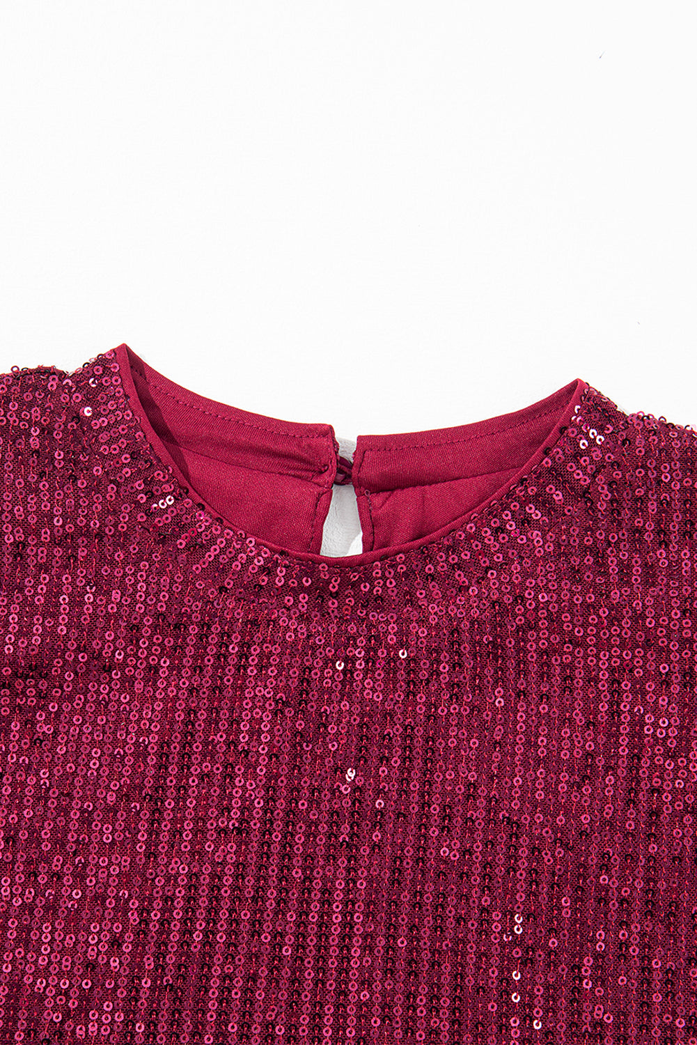 Women's Sleeve Sparkling Sequin Short Bubble Blouse