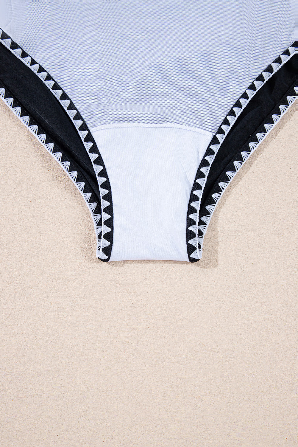 Color Block Ric Rac Trim U Neck One Piece Swimsuit